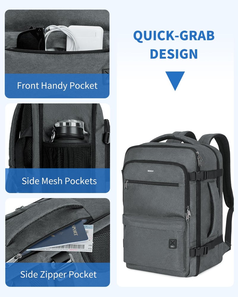 WANDF Travel Backpack For Spirit Airlines Personal Item Bag 18x14x8 with Wet Pocket, 17 Inch Laptop Backpack for Men Womenï¼ˆGreyï¼‰ - Image 5