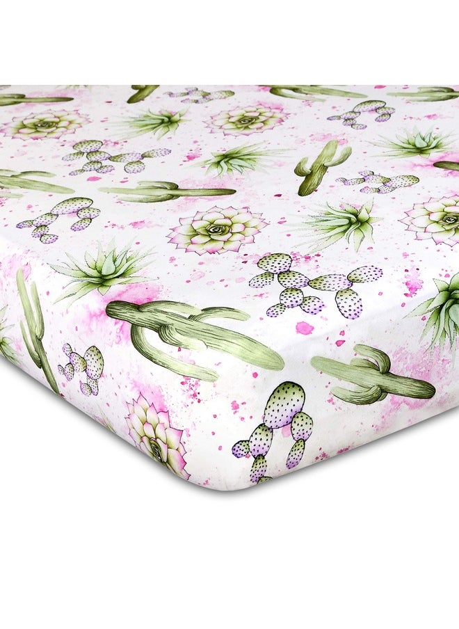 JAXSON'S WORLD Cactus Design Crib Sheet ; Extra Soft Jersey Knit Cotton ; Southwest Theme  - Image 2