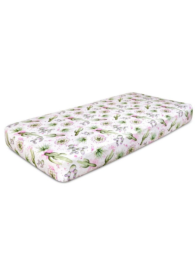 JAXSON'S WORLD Cactus Design Crib Sheet ; Extra Soft Jersey Knit Cotton ; Southwest Theme  - Image 4