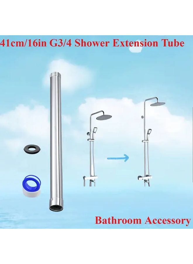 Heavy Duty Stainless Steel Shower Extension Tube Leak Proof 16 Inch Tall Polished Chrome - Image 1