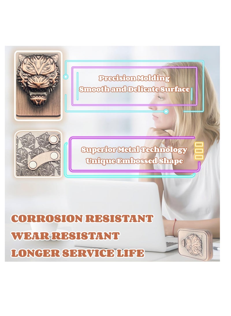 SOLARAE Tiger Head Carving Metal Poker Fidget Slider,Men's EDC Hand Slider,Poker Push Card Stress Relief Toys,Magnetic Metal Poker Fidget Toys,Office Desk Toys Gifts for Boyfriend and Father - Image 5