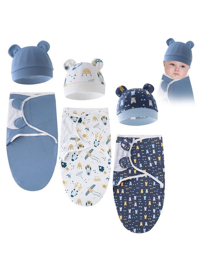 EUBUY 3 Sets Baby Swaddle Sleep Sack with Hat Set, Soft Swaddling Blankets Cute Baby Swaddling Blankets for 0-3 Months - Image 1