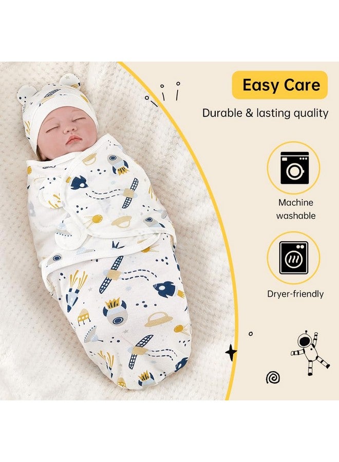EUBUY 3 Sets Baby Swaddle Sleep Sack with Hat Set, Soft Swaddling Blankets Cute Baby Swaddling Blankets for 0-3 Months - Image 5
