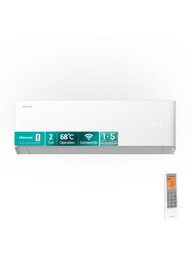 Hisense 2 Ton Inverter Split AC,Air Conditioner,23900 BTU with Rotary R32 compressor, Cooling up to 68℃,Elegant Indoor Panel Design,Hi Nano Function,WiFi-connected,4 in 1 filter, Super Mode Fast Cooling, ECO/Smart/Sleep Mode, ESMA 2 Star Energy Saving AS-24TF2RFWHBW White - Image 1