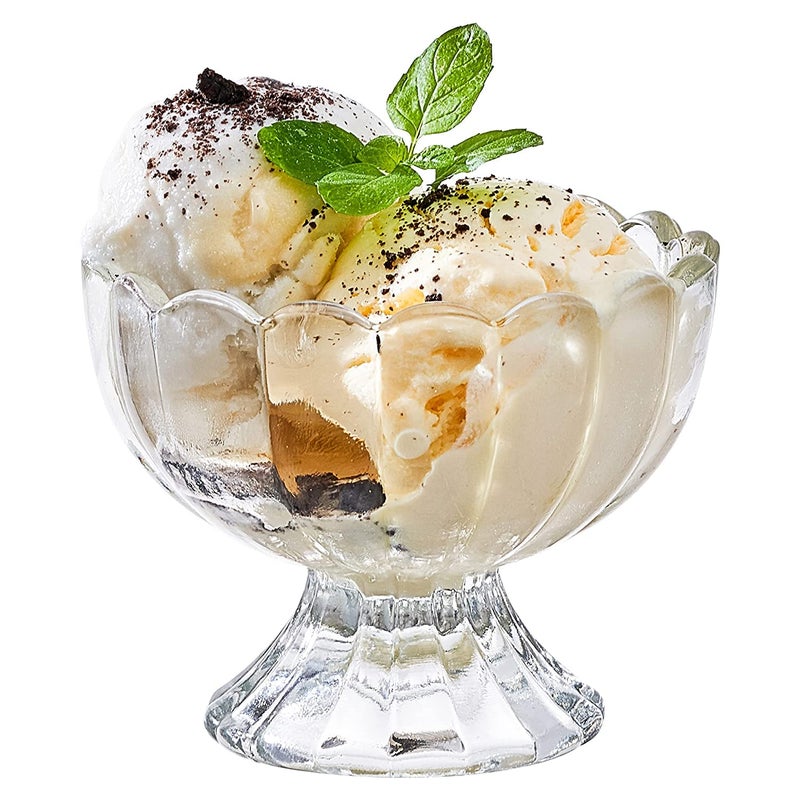 VISMII Glass Ice Cream Cup Cute Footed Tulip Clear Glass Dessert BowlsPerfect for Dessert Sundae Ice Cream Fruit Salad Snack Cocktail Condiment Trifle and Christmas Holiday Party120 ml6 pc - Image 1
