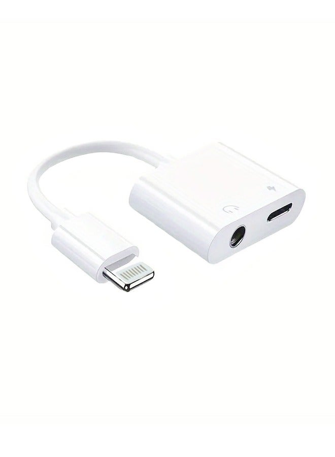 2 في 1 محول سماعة رأس Aux ومحول شاحن دونجل كابل مقسم متوافق مع iPhone - Image 1
