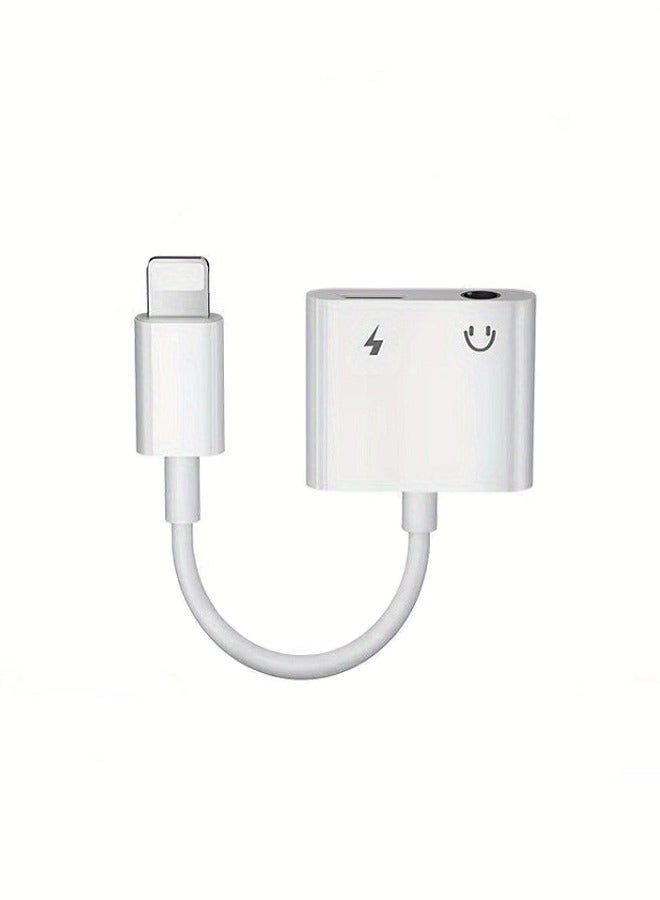 2 في 1 محول سماعة رأس Aux ومحول شاحن دونجل كابل مقسم متوافق مع iPhone - Image 2