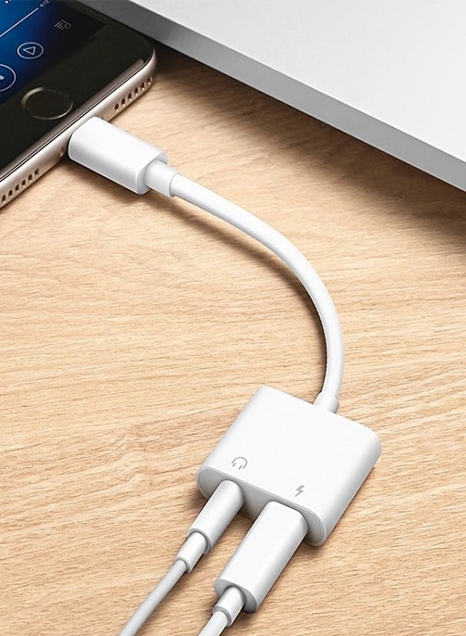 2 في 1 محول سماعة رأس Aux ومحول شاحن دونجل كابل مقسم متوافق مع iPhone - Image 3