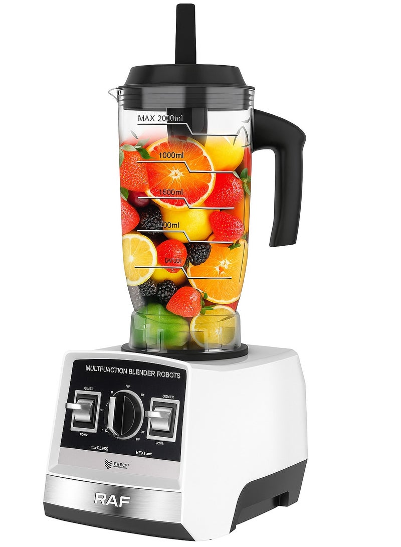 آر إيه أف طقم خلاط ومطحنة كهربائية 2 في 1 من RAF | خلاط عالي الطاقة 2400 واط مع وعاء كبير سعة 2.5 لتر | خلاط وعصارة ومحضر طعام بسرعة 20000 دورة في الدقيقة بشفرات من الفولاذ المقاوم للصدأ | خلاط محمول منخفض الضوضاء - أبيض - Image 2