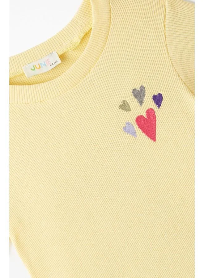JUNE June Girl Embroidered Tshirt Yellow