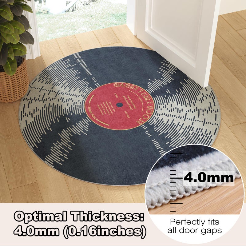 GTRY Vinyl Record 4ft Round Rug, Non-Slip Area Rug Round for Living Room, Bedroom, Dining Room Table,Small Circular Rugs,Ultra Soft Circle Carpet for Home Decor Aesthetic,Low-Pile Carpet Circles,Music Gift - Image 5