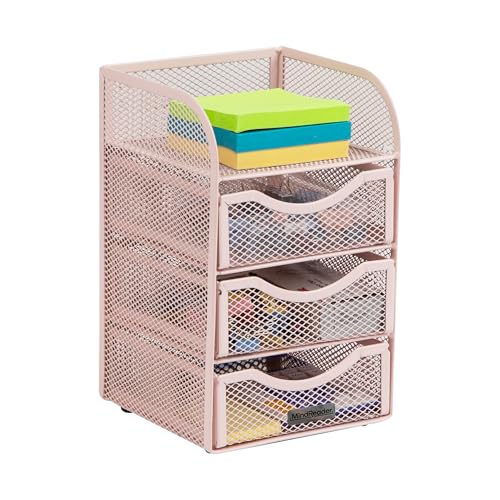 Mind Reader Desktop Accessory Storage, Paper Binder Clip Basket, Workspace, Office, Metal Mesh, 4.75"L x 5"W x 8"H, Pink - Image 5