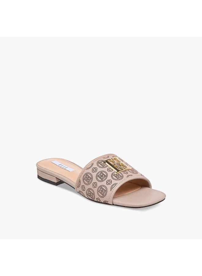 ايل Women's Laser Cut Detail Slip-On Flat Sandals