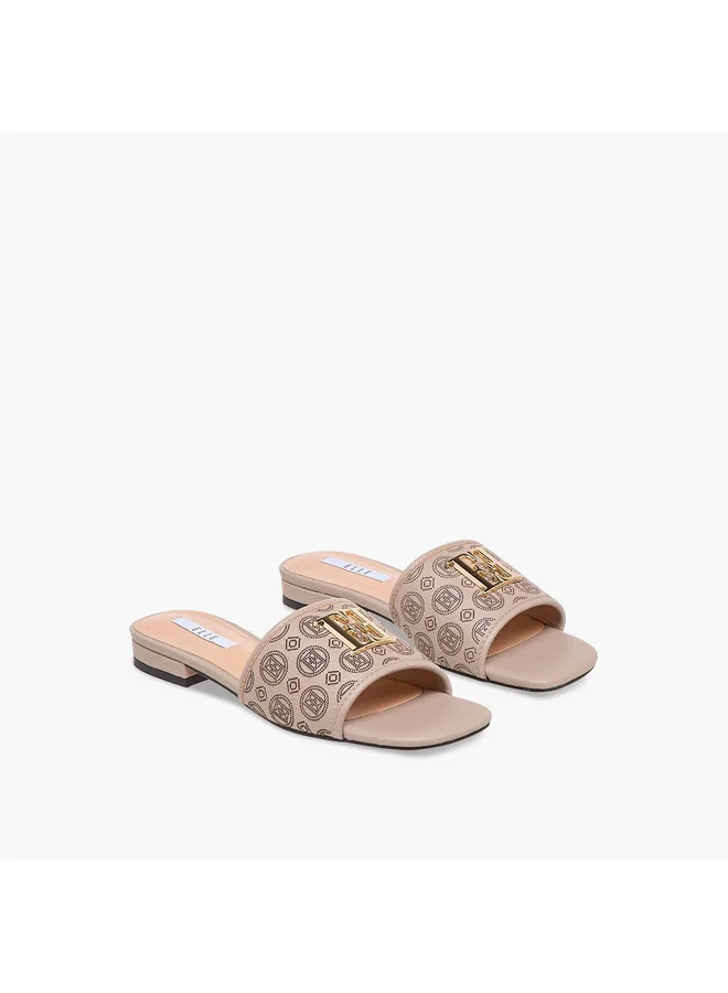 ايل Women's Laser Cut Detail Slip-On Flat Sandals