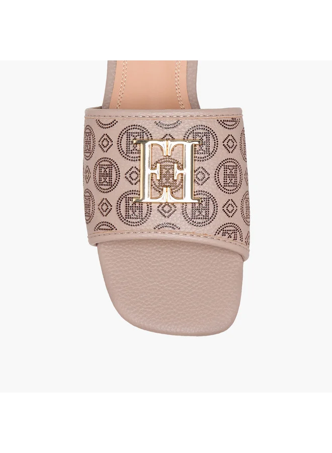 ELLE Women's Laser Cut Detail Slip-On Flat Sandals