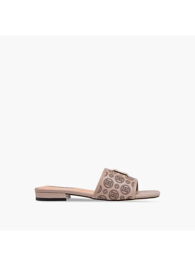 ELLE Women's Laser Cut Detail Slip-On Flat Sandals