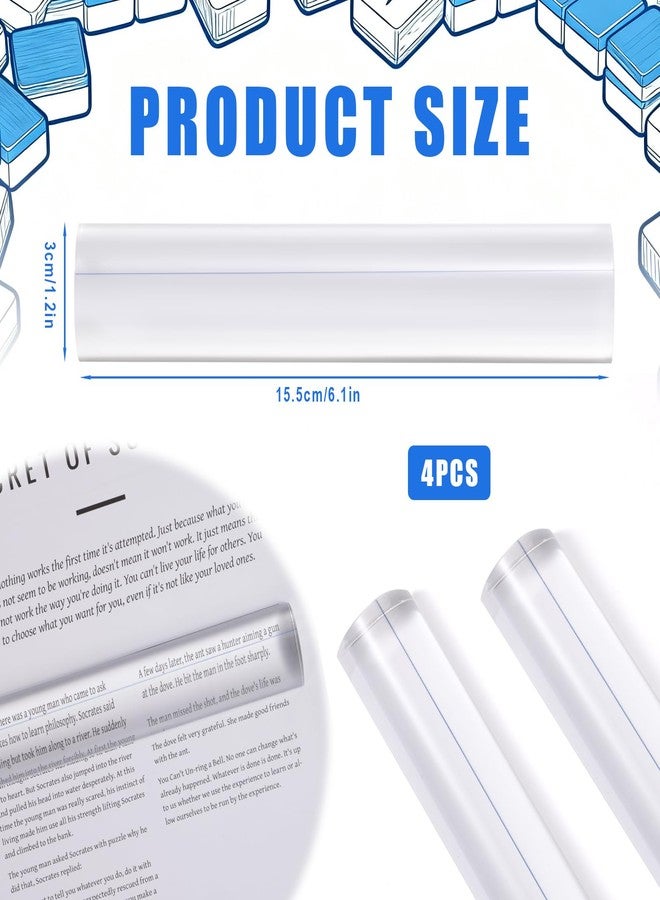 Sinbana 4pcs Mahjong Card Line Reader, 15.5x3cm/6.1x1.2in Acrylic Mahjong Card Line Reader Clear Magnifying Bar for Reading Small Prints Books Game Tiles & Newspapers - Image 2