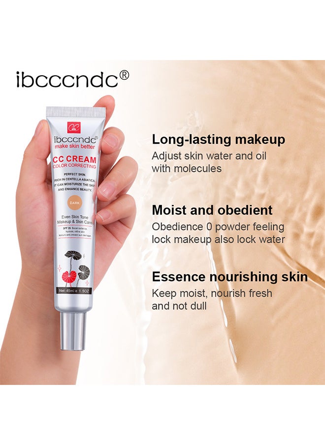 ibcccndc New CC Cream, Color Correcting Moisturizing Makeup Basin Foundation For Mature Skin, All-In-One Face Sunscreen And Foundation With Pre-makeup Primer And Skin Concealer (DARK)  - Image 4