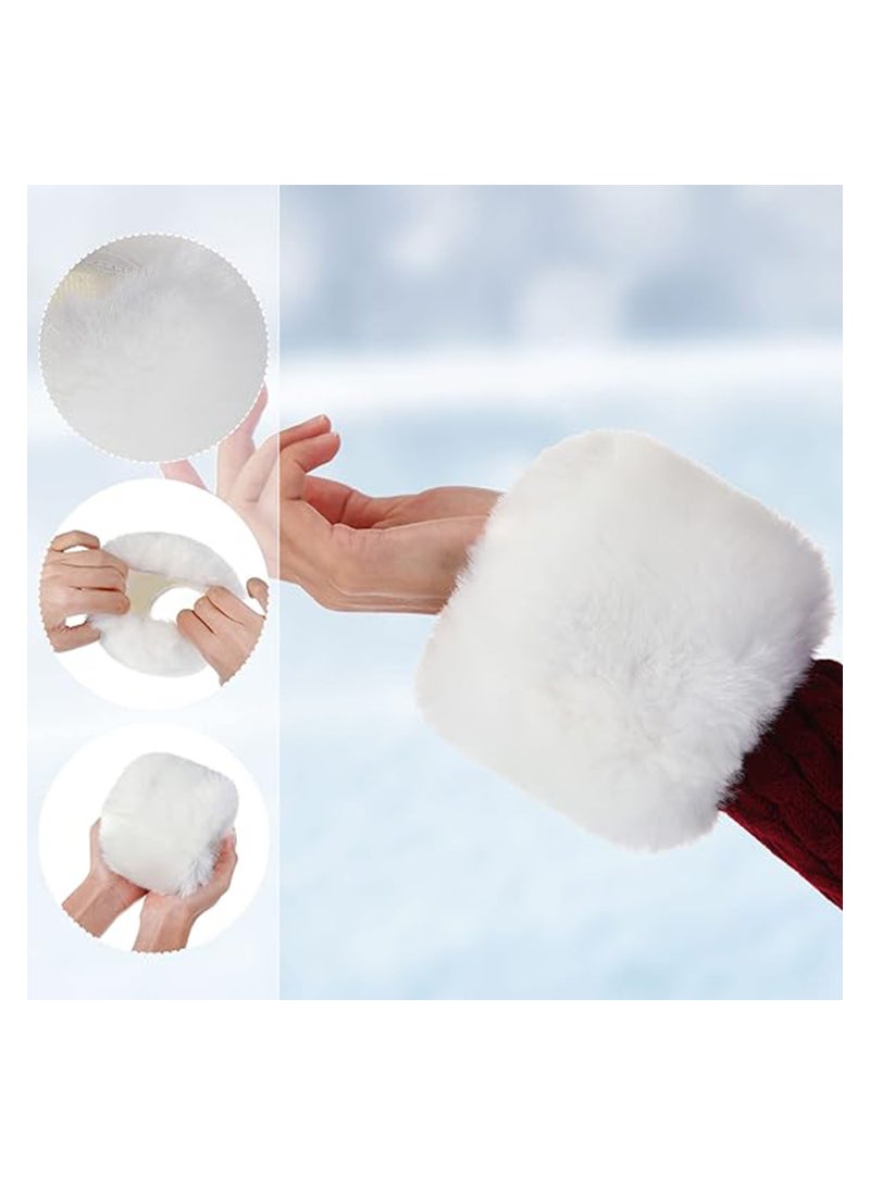 3 Pairs Women's Faux Fur Wrist Cuffs Winter Furry Wristbands Fluffy Fur Cuff Bracelet Arm Warmer Accessories,Gift for Women Girls - Image 2
