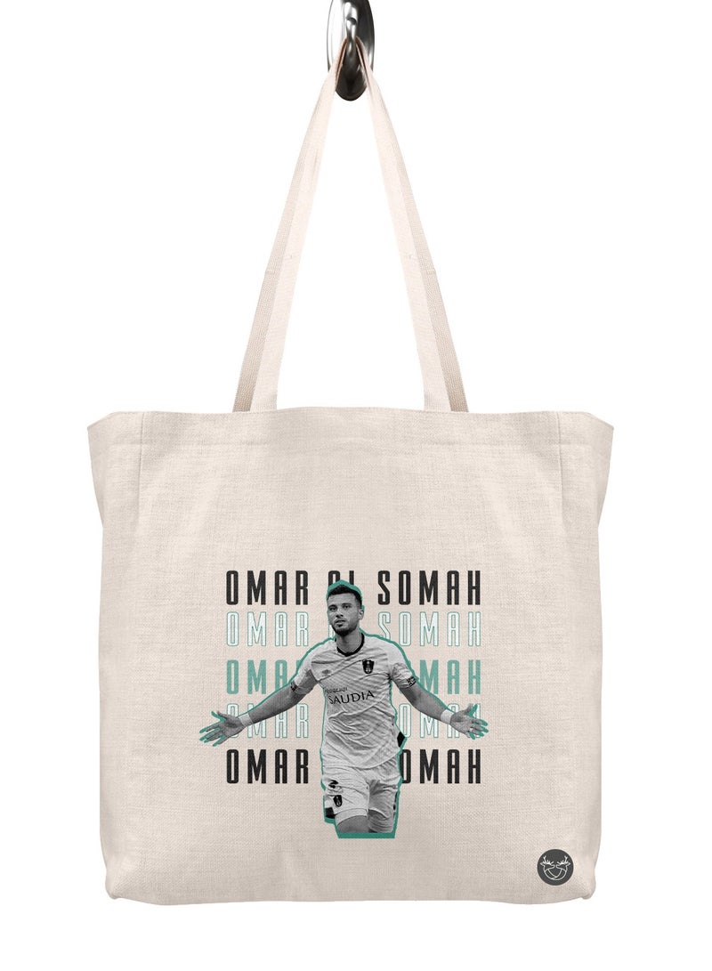 Canvas bag printed with Omar Al Somah design