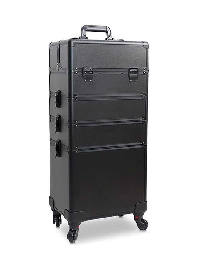 JCB CHIC Professional Makeup Case, Rolling Makeup Trolley Case, Large Makeup Train Case, Portable Traveling Cosmetic Case, Lockable Jewelry Travel Cosmetic Train Case w/ 4 Wheels(Black, 4 Layer) - Image 1