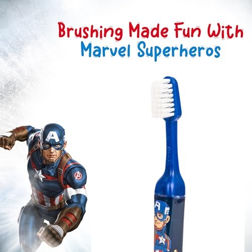 DUVON Marvel Kids Captain America Toothbrush With Special Character Holder | Extra Soft Manual Toothbrush | Kids Toothbrush 3+ Years | Pack Of 2 - Blue - Image 2