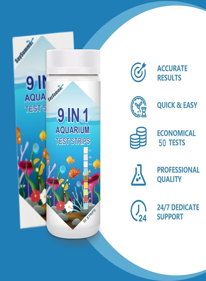 SaySummer Aquarium Test Strips for Fish Tank: 9 in 1 Aquarium Ammonia Test Strips for Fish Tank - 50 Counts Aquarium Water Test Kit Testing Ammonia Nitrogen, Copper, pH and More - Image 5