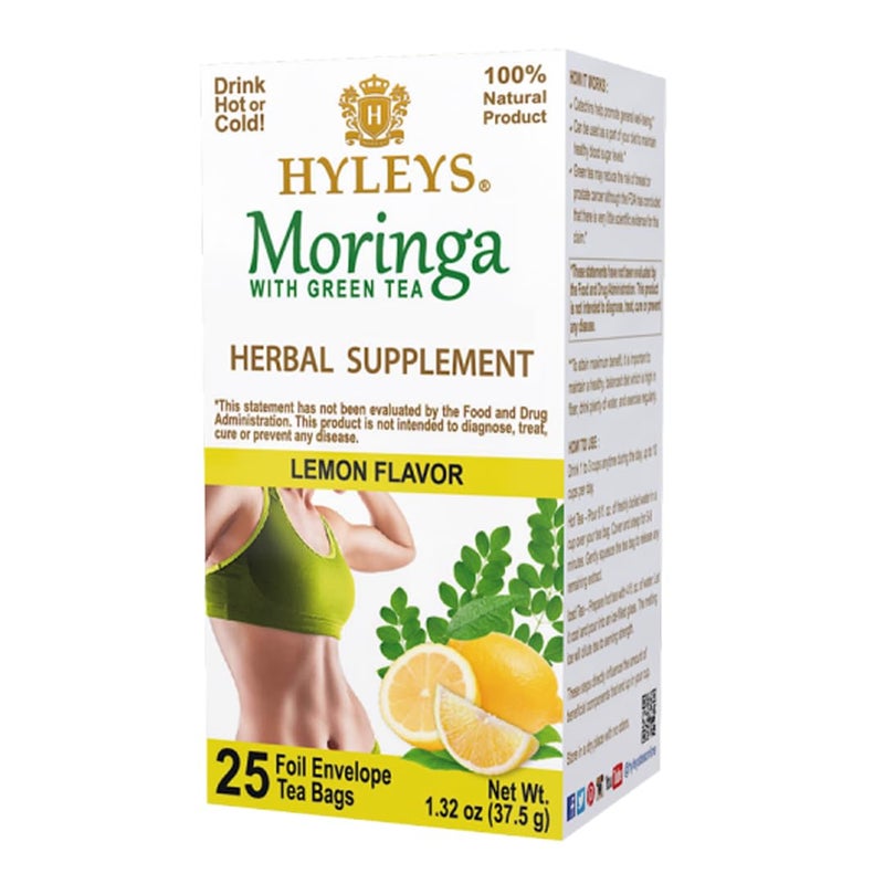 Hyleys Moringa Oleifera and Green Tea Lemon Flavor - 25 Tea Bags - Superfood Miracle Tree Tea with Dried Moringa Oleifera Leaves - Image 3