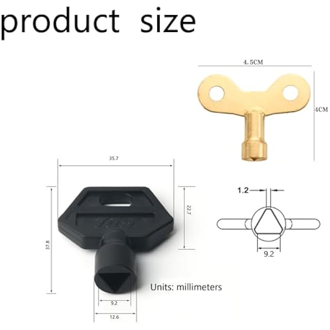 5-PACK MULTI-FUNCTIONAL UTILITY KEY SET, 2X BRASS RADIATOR KEYS & 2X TRIANGLE & 1X CROSS METER BOX KEYS FOR GAS, WATER, CABINET, ELEVATOR ACCESS - Image 3