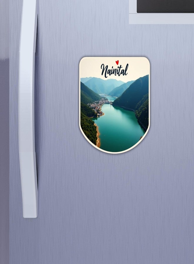 GiftOday Nainital Town Theme Souvenir Wooden Refrigerator Stylish Fridge Magnet - Nanital Fridge Magnet Perfect Souvenir Gift for Office, Kitchen, Fridge Decoration | Size 3x3 Inch | Pack of 1 - Image 1