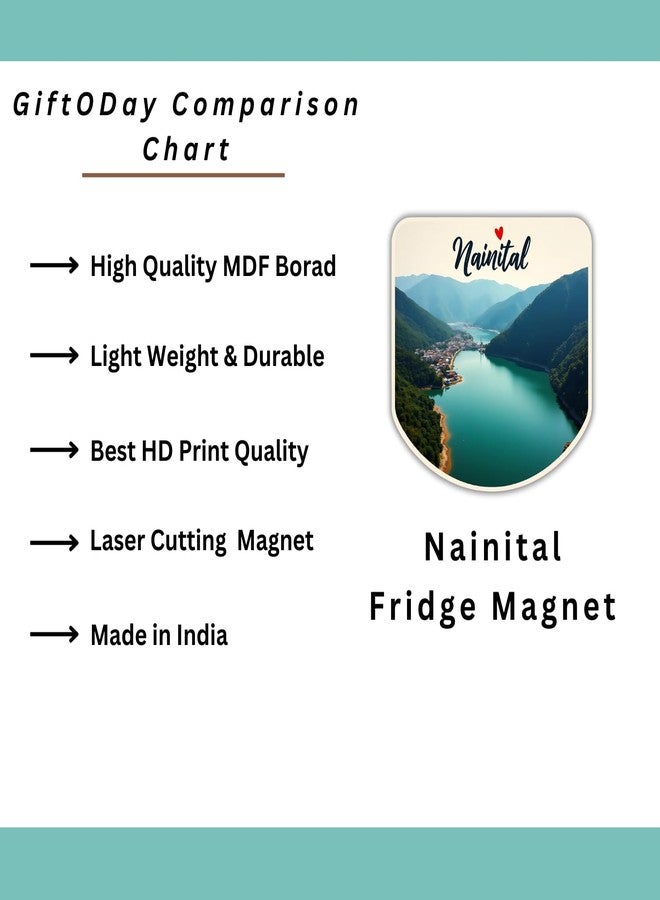 GiftOday Nainital Town Theme Souvenir Wooden Refrigerator Stylish Fridge Magnet - Nanital Fridge Magnet Perfect Souvenir Gift for Office, Kitchen, Fridge Decoration | Size 3x3 Inch | Pack of 1 - Image 3