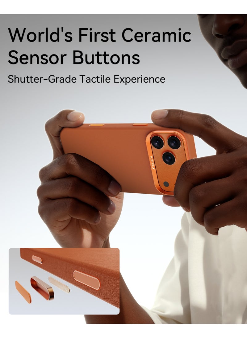RAPTIC غطاء Urban Nano لجهاز iPhone 17 Pro MAX متوافق مع MagSafe [زر التحكم في الكاميرا المغطى] غطاء خفيف الوزن للغاية من الجلد الصناعي النباتي [معيار عسكري 2M] مقاوم للخدوش - برتقالي - Image 2