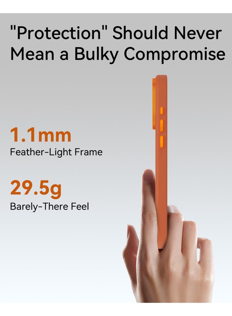 RAPTIC غطاء Urban Nano لجهاز iPhone 17 Pro MAX متوافق مع MagSafe [زر التحكم في الكاميرا المغطى] غطاء خفيف الوزن للغاية من الجلد الصناعي النباتي [معيار عسكري 2M] مقاوم للخدوش - برتقالي - Image 3