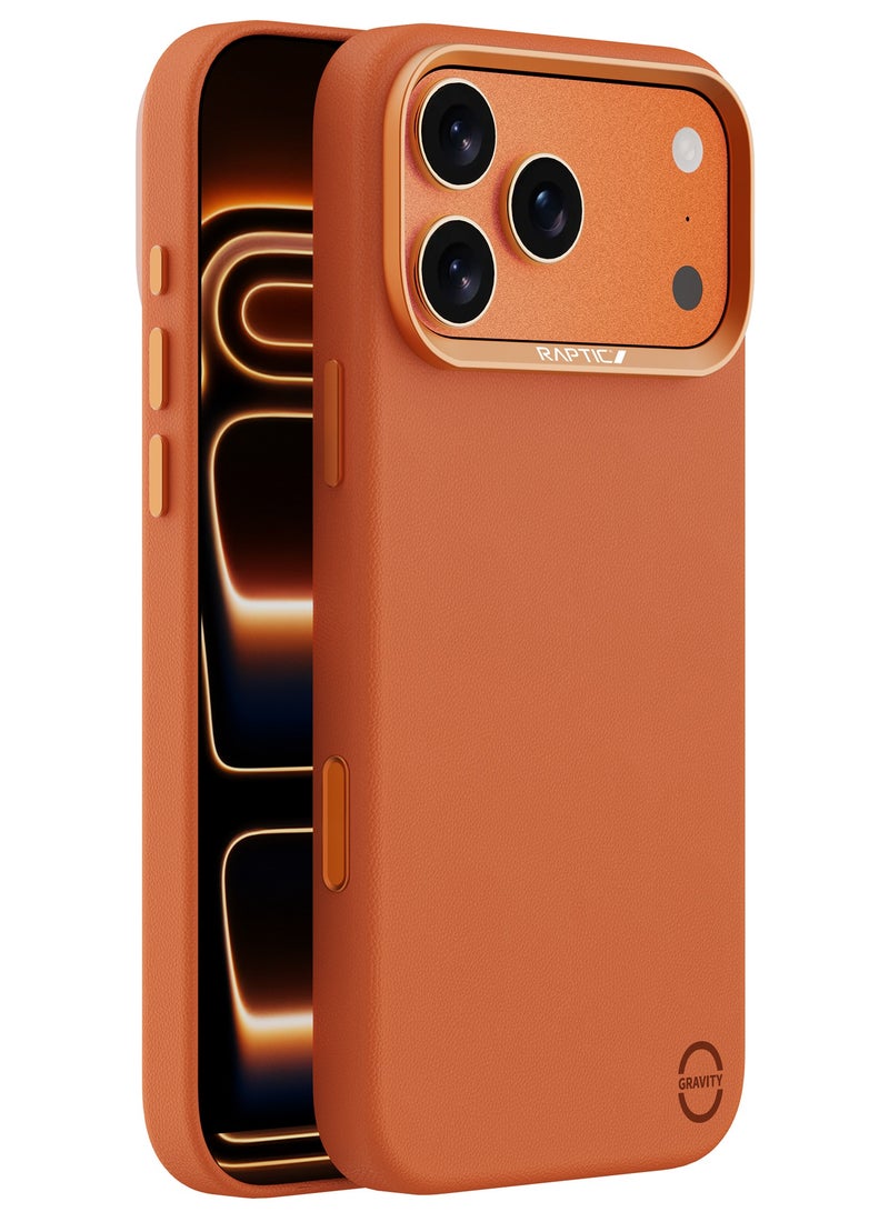 RAPTIC غطاء Urban Nano لجهاز iPhone 17 Pro MAX متوافق مع MagSafe [زر التحكم في الكاميرا المغطى] غطاء خفيف الوزن للغاية من الجلد الصناعي النباتي [معيار عسكري 2M] مقاوم للخدوش - برتقالي - Image 1