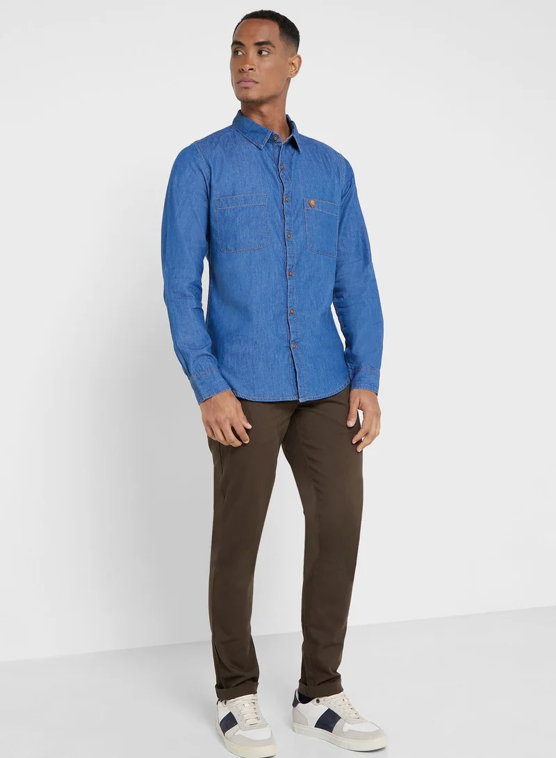 توماس سكوت Thomas Scott Men Blue Smart Slim Fit Opaque Casual Shirt