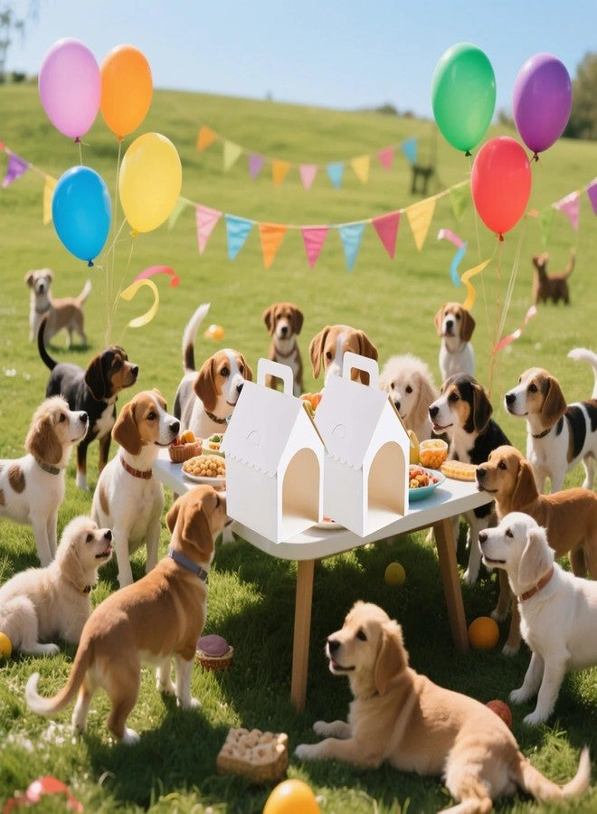 Hlmsyurx 30 Pcs Dog House Party Favor Boxes, White Dog House Shaped Treat Gift Boxes with Handle for Back to School Parties, Pet Birthday, School Events, DIY Crafting, Puppy Pet Adoption - Image 5