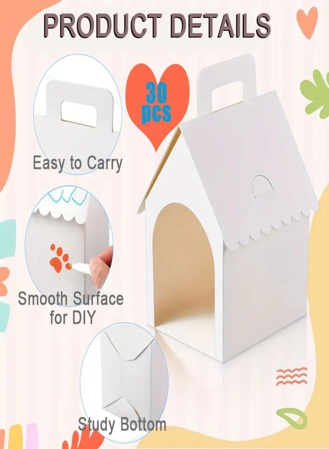 Hlmsyurx 30 Pcs Dog House Party Favor Boxes, White Dog House Shaped Treat Gift Boxes with Handle for Back to School Parties, Pet Birthday, School Events, DIY Crafting, Puppy Pet Adoption - Image 4