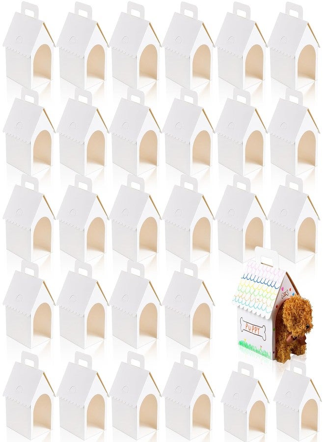 Hlmsyurx 30 Pcs Dog House Party Favor Boxes, White Dog House Shaped Treat Gift Boxes with Handle for Back to School Parties, Pet Birthday, School Events, DIY Crafting, Puppy Pet Adoption - Image 1