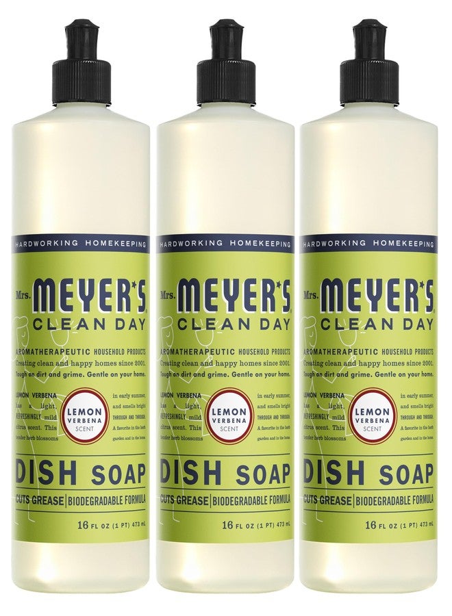 MRS. MEYER'S CLEAN DAY Liquid Dish Soap, Biodegradable Formula, Lemon Verbena, 16 fl. oz - Pack of 3 - Image 1
