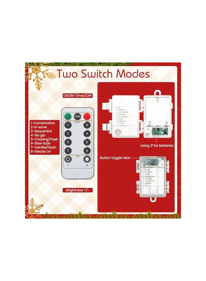 The Bros 20 LED Battery Christmas Lights with Timer & 8 Modes, Multicolor Star & Ball Ornaments, 3m, Indoor & Outdoor - Image 4