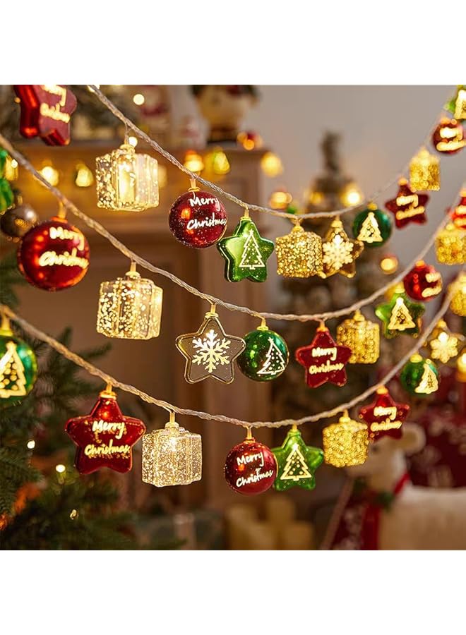 The Bros 20 LED Battery Christmas Lights with Timer & 8 Modes, Multicolor Star & Ball Ornaments, 3m, Indoor & Outdoor - Image 2