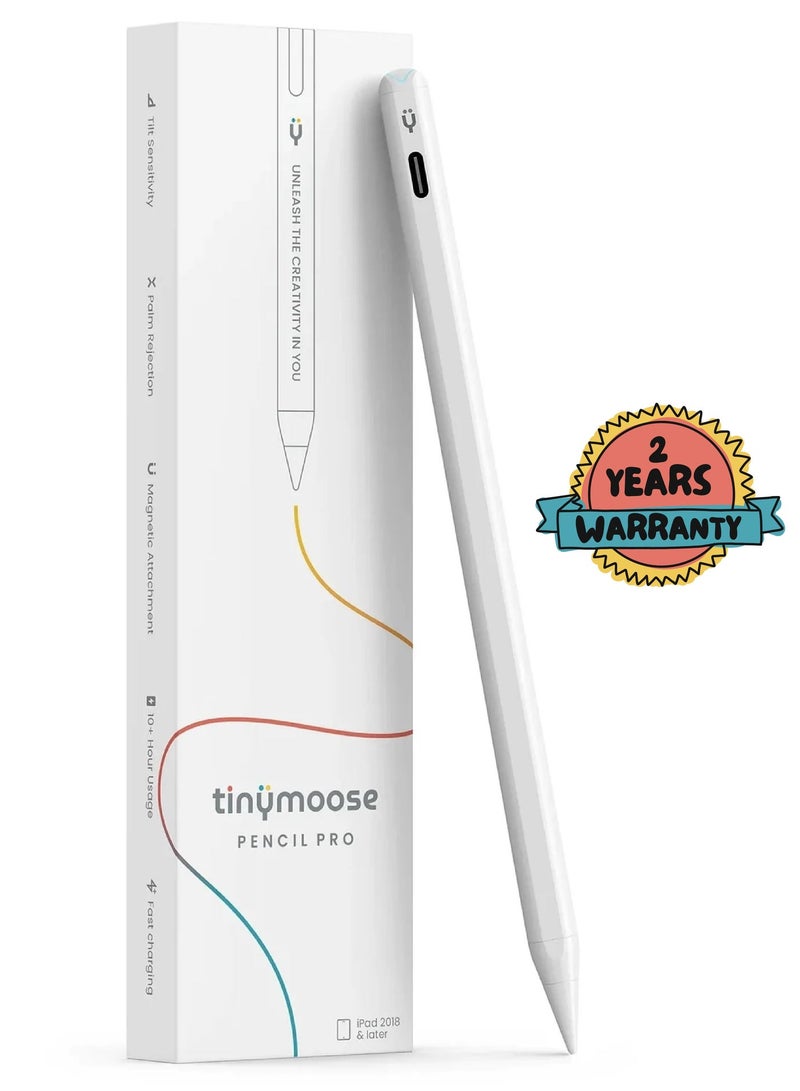 TinyMoose Pencil Pro Stylus Pen for iPad 2-Pack (Black & White) - 2nd Gen iPad Pen with Palm Rejection, Tilt Sensitivity, Magnetic Attach & 8-Min Fast Charge - Compatible with iPad Pro, Air, Mini 2018-2026 - Image 2