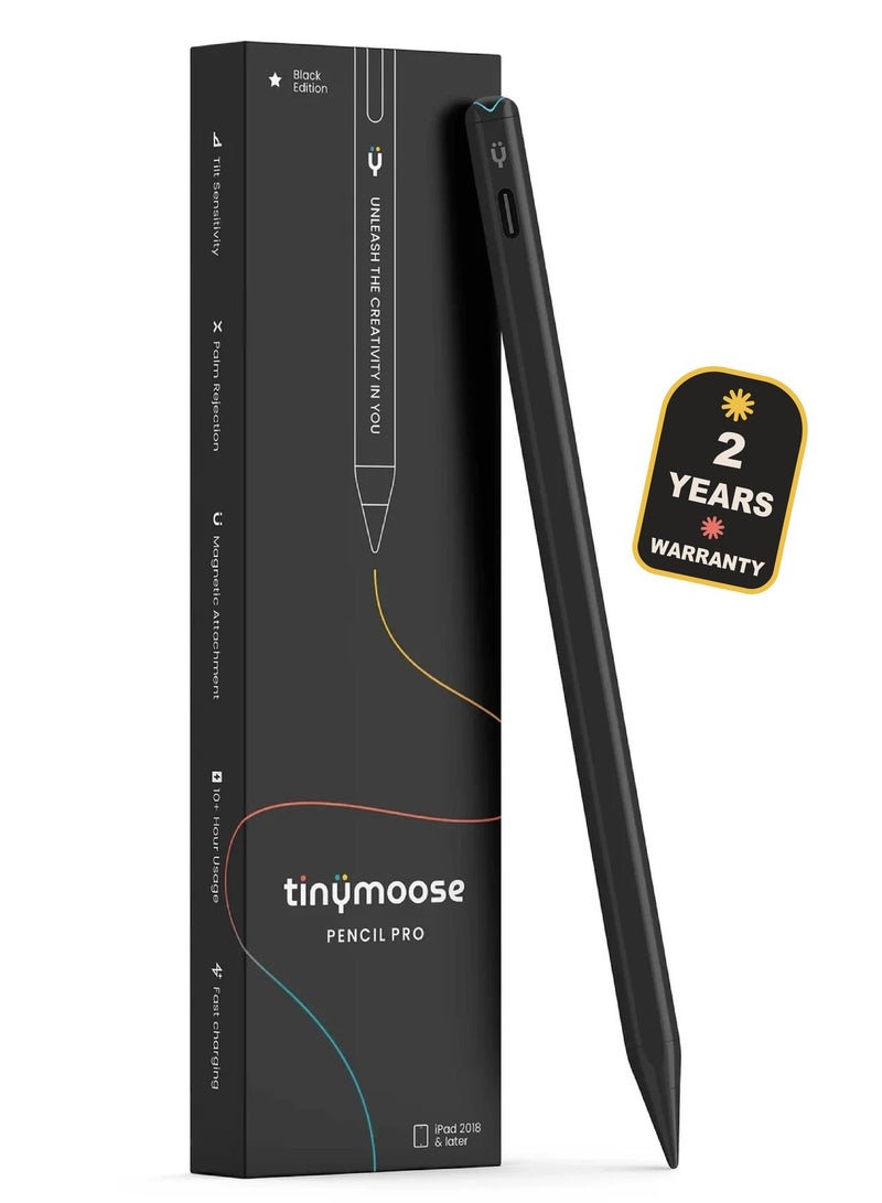 TinyMoose Pencil Pro Stylus Pen for iPad 2-Pack (Black & White) - 2nd Gen iPad Pen with Palm Rejection, Tilt Sensitivity, Magnetic Attach & 8-Min Fast Charge - Compatible with iPad Pro, Air, Mini 2018-2026 - Image 3