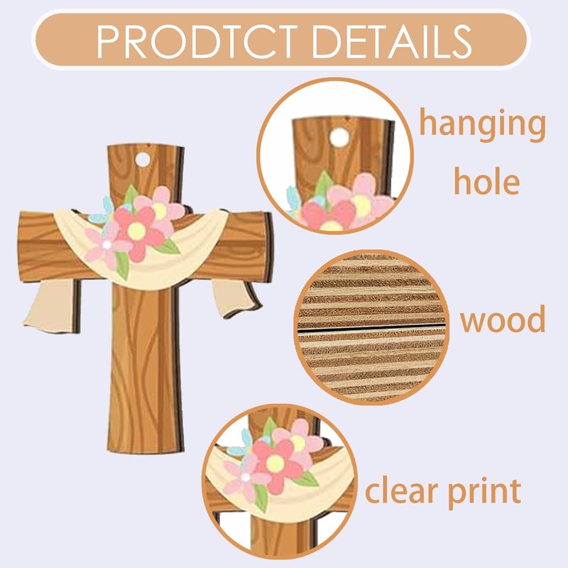 EASHOPBAL 24 Pcs Easter Ornaments for Tree Wood, Easter Christmas Tree Decorations Hanging Ornaments for Holiday Home Indoor Outdoor Decorations - Image 4