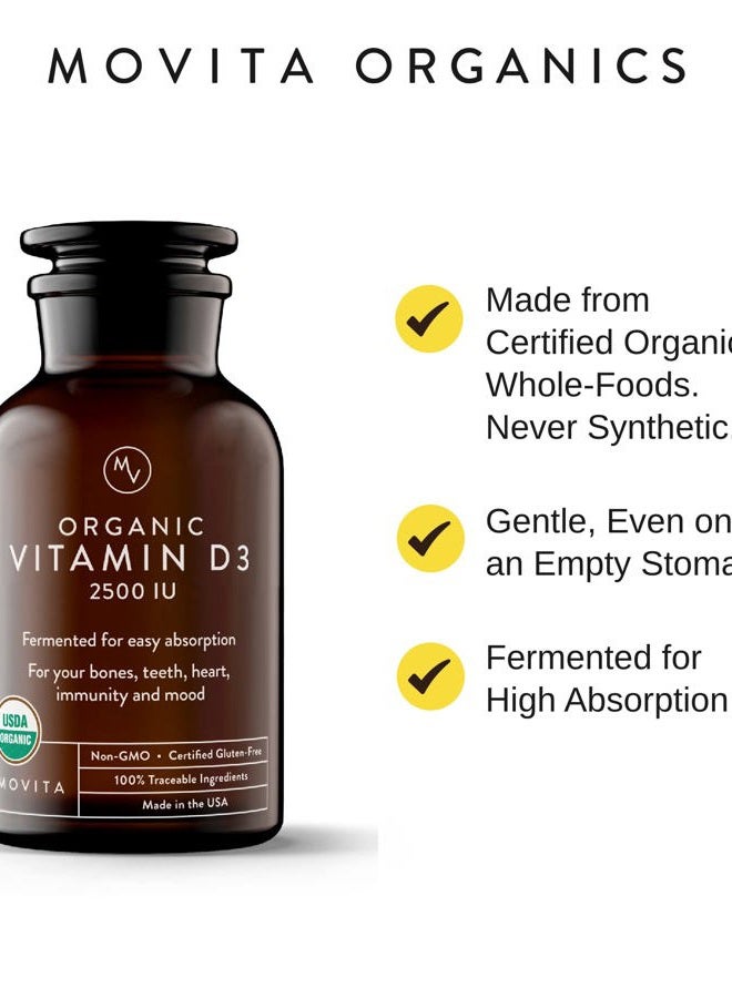 Movita Certified Organic Vitamin D3 2500IU – Supports Energy, Immune Health & Bone Strength – Fermented Whole Foods, Organic, Vegan, Gluten-Free, Non-GMO – 30-Day Supply (Glass Bottle) - Image 3