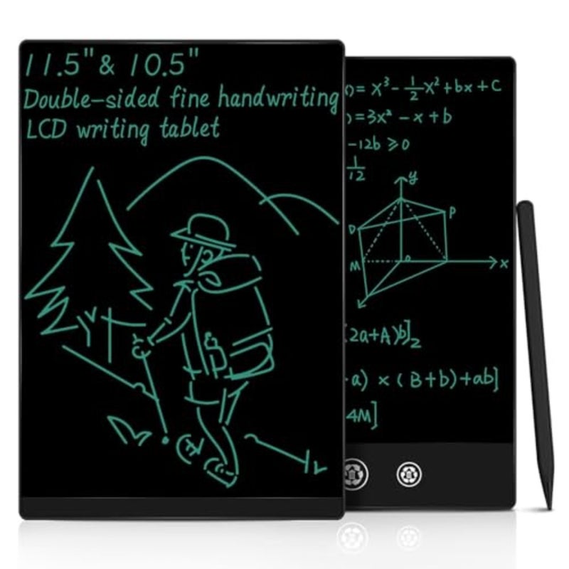 تابلت كتابة LCD للبالغين: مفكرة رقمية قابلة لإعادة الاستخدام مزدوجة الجوانب مقاس 11.5 بوصة، لوحة رسم محمولة كاملة الشاشة مع قلم مغناطيسي، جسم بلاستيكي أسود، سطح كتابة أملس، مثالي للاستخدام في المنزل/المدرسة/المكتب - Image 1