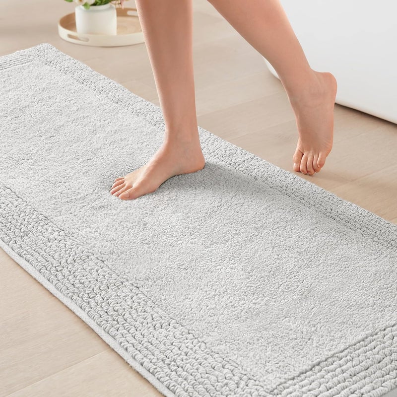 madison park Signature Splendor Reversible 100% Cotton Tufted Bathroom Rug-3000 GSM Hotel Quality Luxurious Plush Medium Pile Bath Mat Absorbent, Quick Dry, Shower Room Décor, 24x72, Grey - Image 1