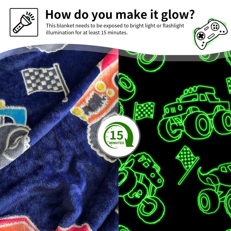 TEHALK Monster Truck Blanket for Boys/Girls/Kids/Toddler/Baby, Monster Truck Toys for Boys Age 3-12, Car Blanket for Birthday/Unique Gifts 50"x 60" - Image 3