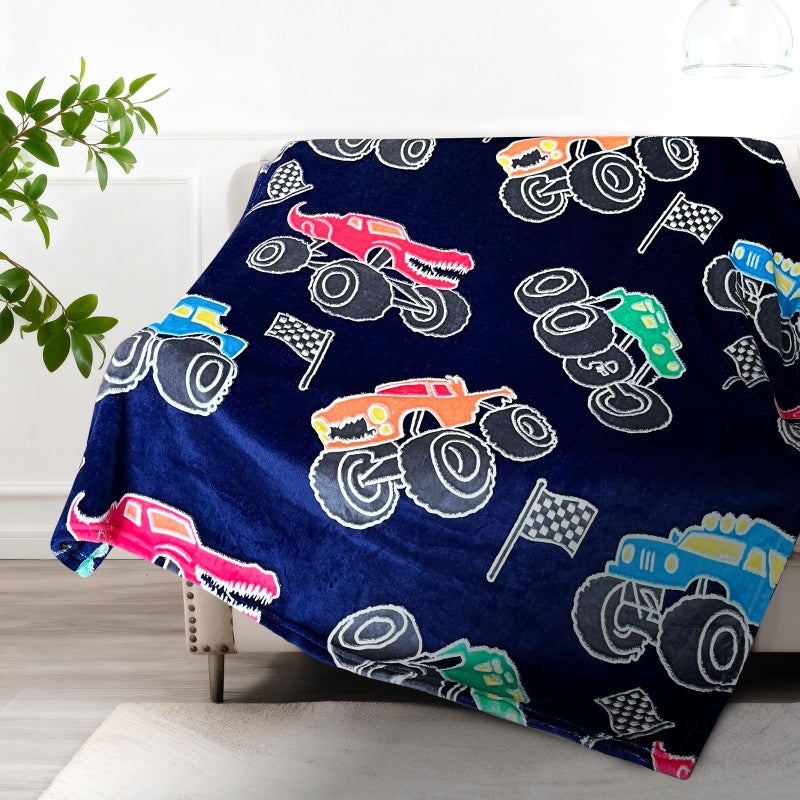 TEHALK Monster Truck Blanket for Boys/Girls/Kids/Toddler/Baby, Monster Truck Toys for Boys Age 3-12, Car Blanket for Birthday/Unique Gifts 50"x 60" - Image 5