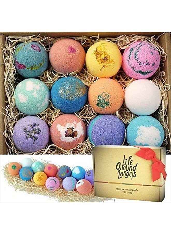 LifeAround2Angels LifeAround2Angels Bath Bombs Gift Set 12 USA made Fizzies, Shea & Coco Butter Dry Skin Moisturize, Perfect for Bubble & Spa Bath. Handmade Birthday Mothers day Gifts idea For Her/Him, wife, girlfriend  - Image 1